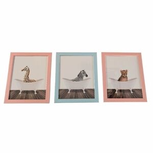 Set Of 3 "Baby Animals In Bath Tub" Frames Pink Blue Home Decor Bathroom Cute